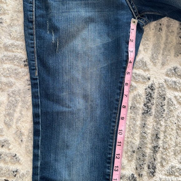 D-FUZ WOMEN SIZE 5 / 6 Skinny Jeans Mid Rise Jeweled Pockets Medium Blue No Hole - Picture 14 of 15